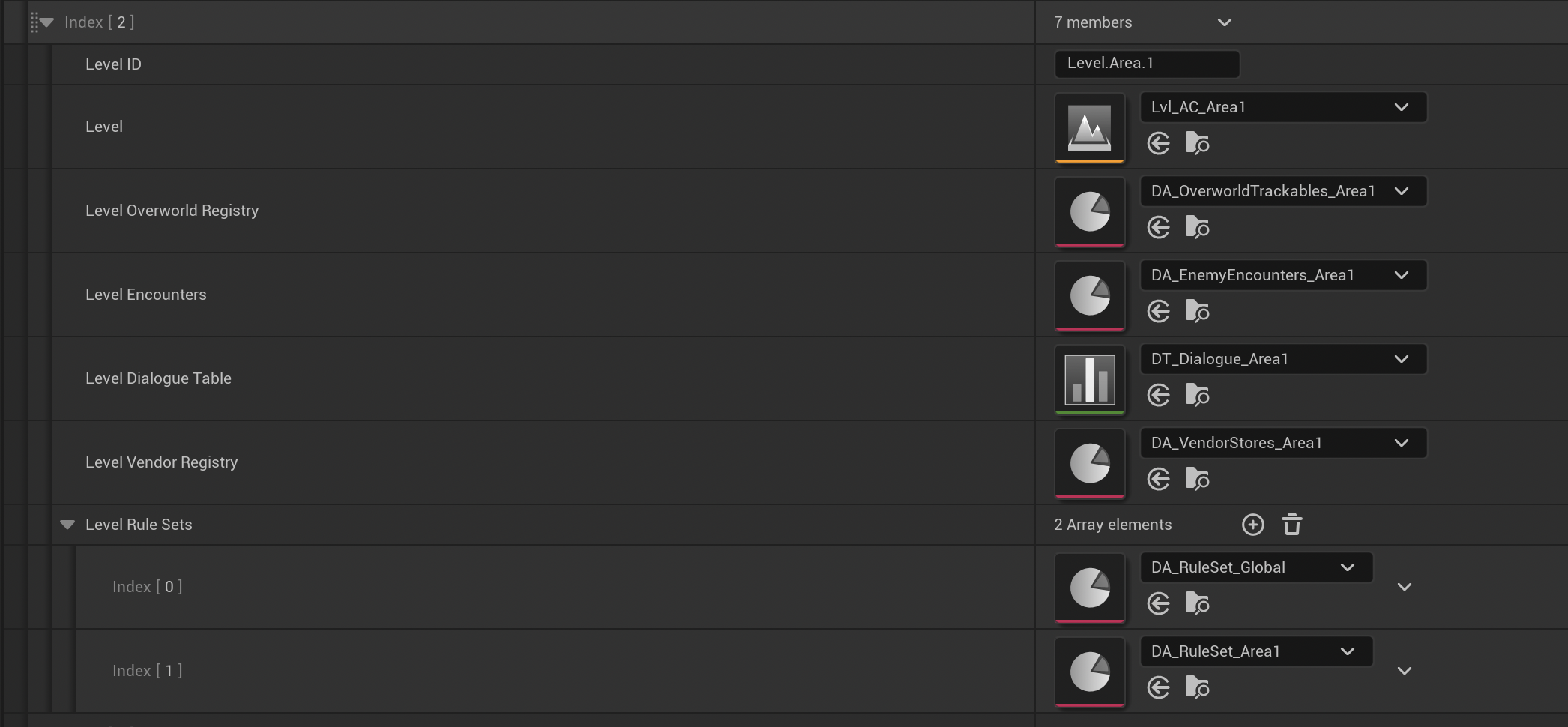 Area 1 Game Level Data Definition