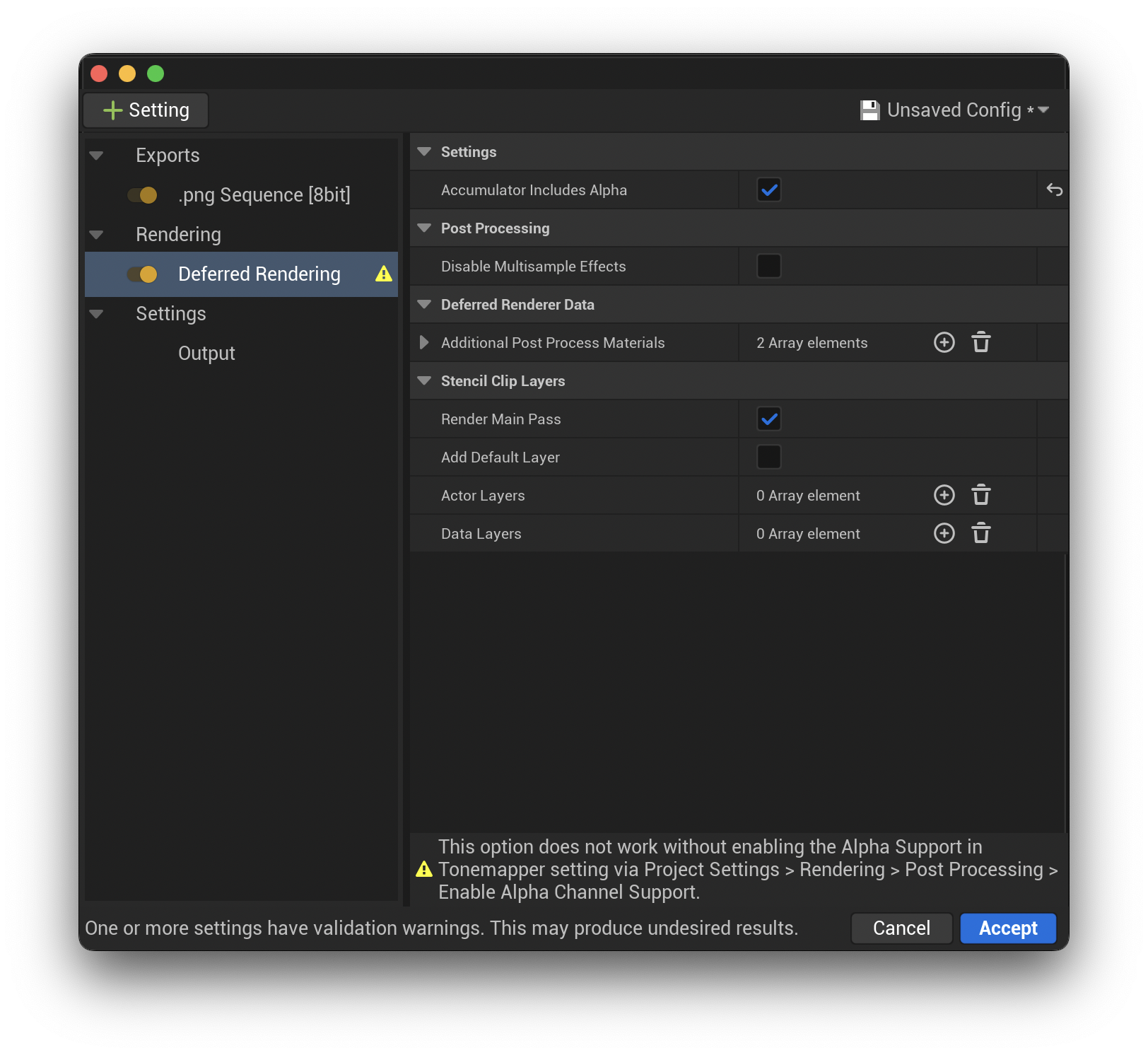 Movie Render Queue - Rendering Settings