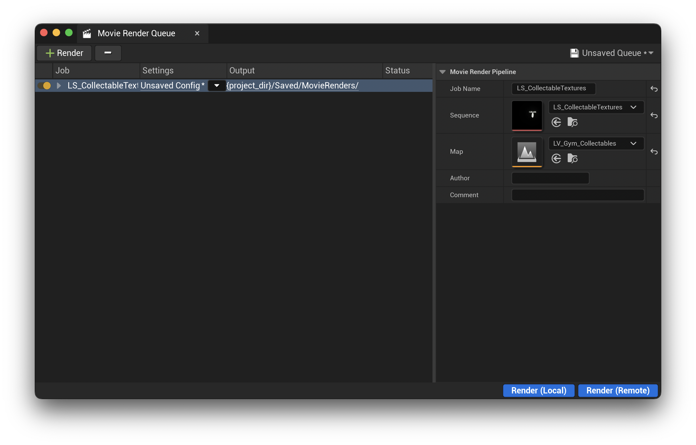 Movie Render Queue for Level Sequence